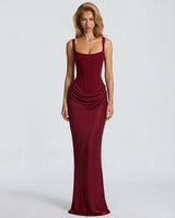 Ember Corset Maxi Dress with Draped Skirt