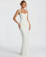 Ember Corset Maxi Dress with Draped Skirt