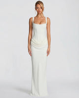 Ember Corset Maxi Dress with Draped Skirt