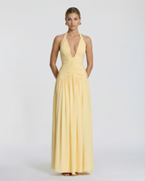 Lakeshore Halter Ruched Corset Maxi Dress