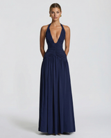 Lakeshore Halter Ruched Corset Maxi Dress
