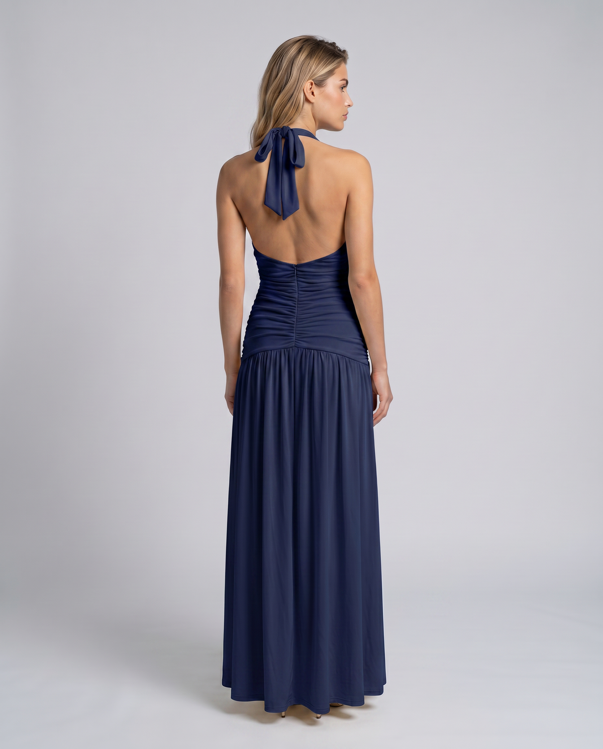 Lakeshore Halter Ruched Corset Maxi Dress