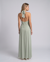 Lakeshore Halter Ruched Corset Maxi Dress