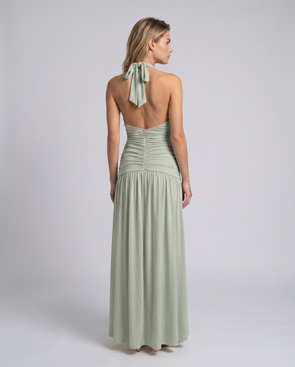 Lakeshore Halter Ruched Corset Maxi Dress