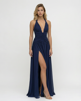 Lakeshore Halter Ruched Corset Maxi Dress