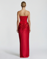 Rosewood Strapless Corset Maxi Dress with Draped Skirt