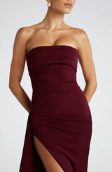 Golden Gate Strapless Twisted Maxi Dress with High Slit