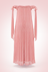 Starlight Pleated Cold-Shoulder Maternity Maxi Gown