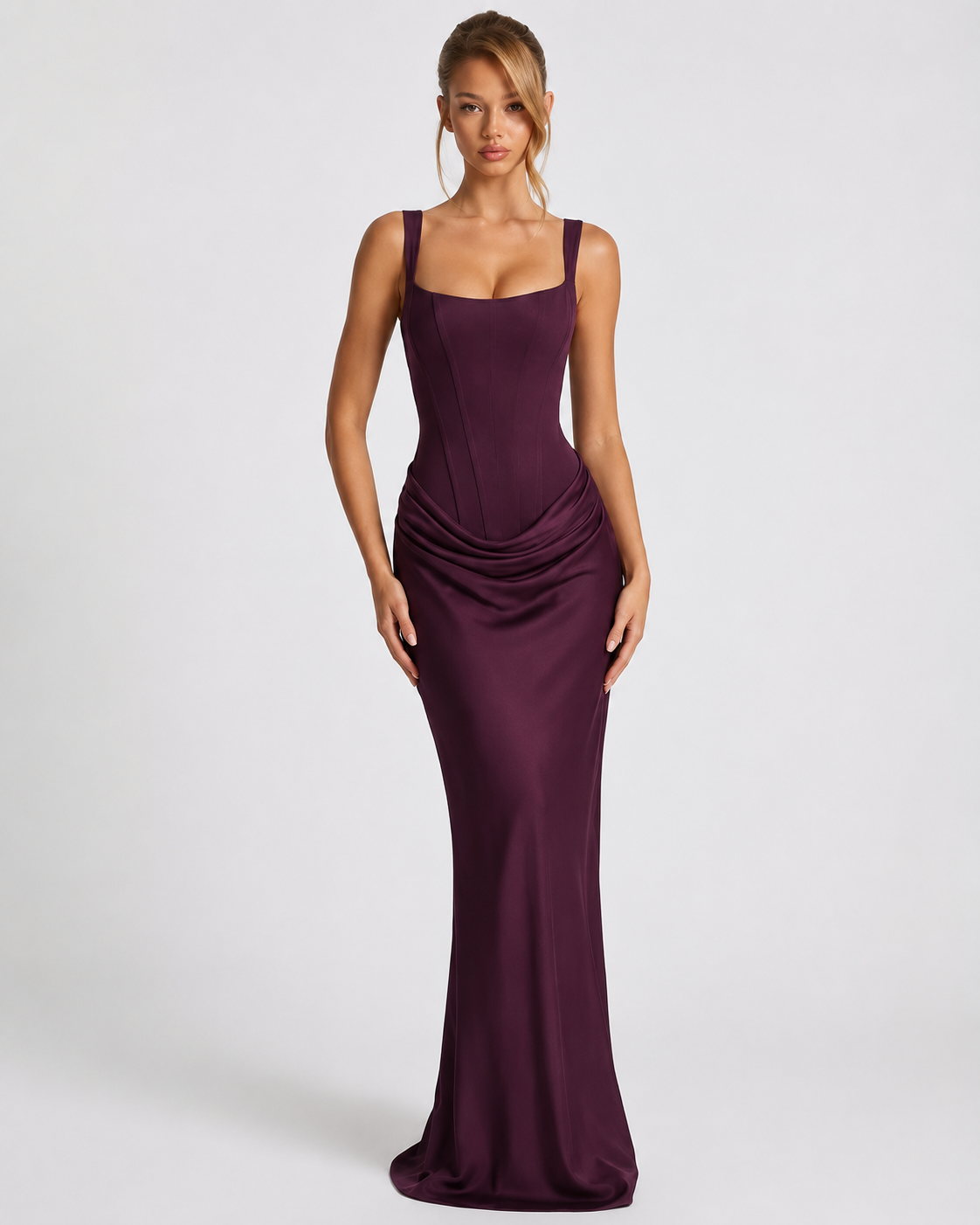 Ember Corset Maxi Dress with Draped Skirt