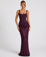 Ember Corset Maxi Dress with Draped Skirt