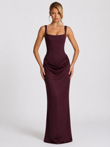 Ember Corset Maxi Dress with Draped Skirt