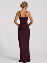 Ember Corset Maxi Dress with Draped Skirt