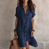Seabrook Button-Front Collared Midi Shirt Dress