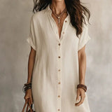 Seabrook Button-Front Collared Midi Shirt Dress