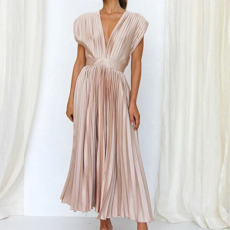 Sleeveless Silky Midi Dress for Women