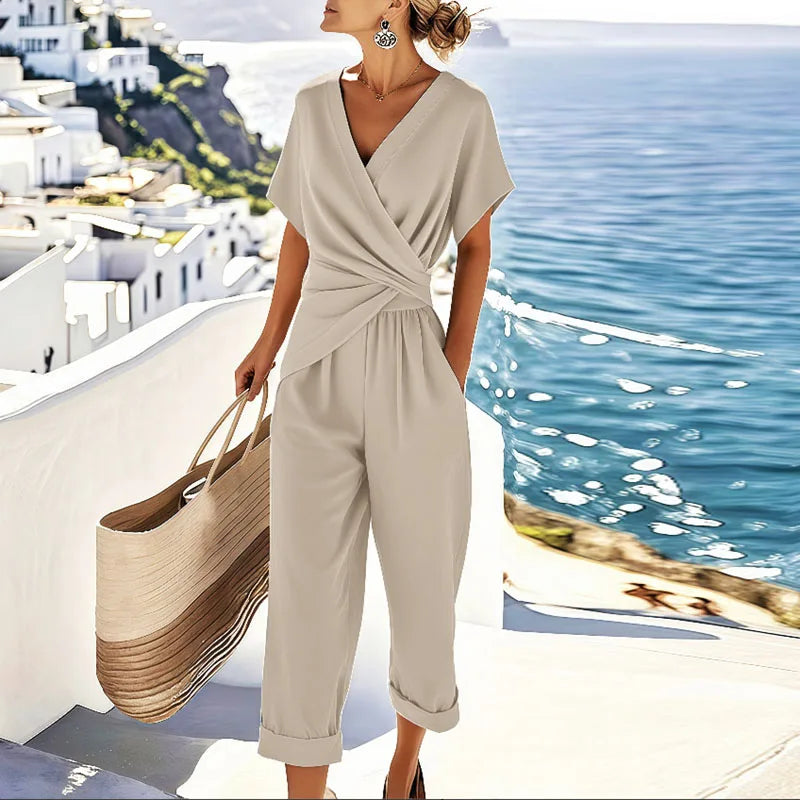 Hilton Head Wrap-Front Top and Tapered Pants Set