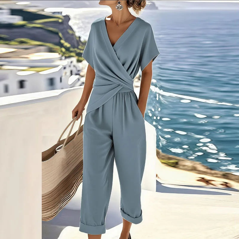 Hilton Head Wrap-Front Top and Tapered Pants Set
