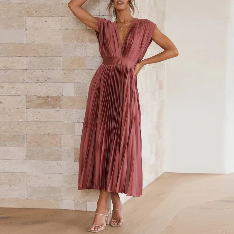 Sleeveless Silky Midi Dress for Women