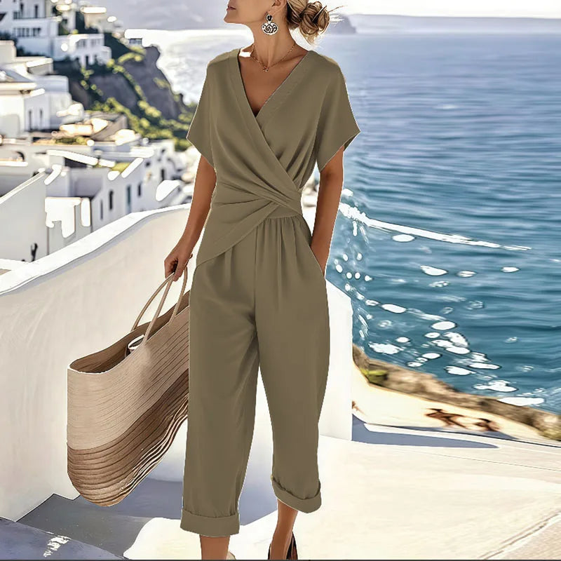 Hilton Head Wrap-Front Top and Tapered Pants Set