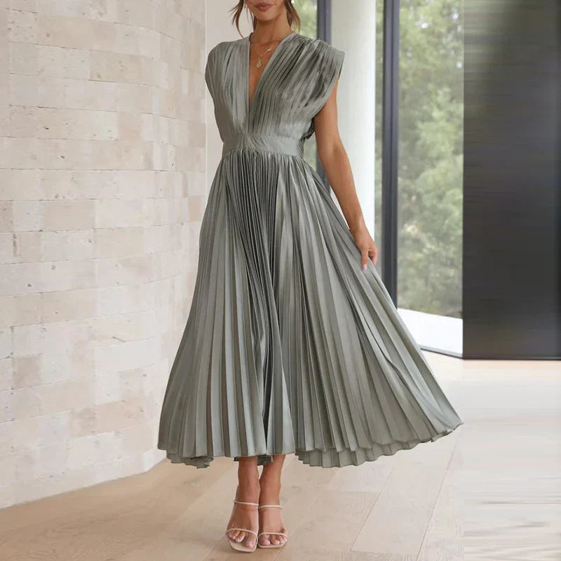 Sleeveless Silky Midi Dress for Women