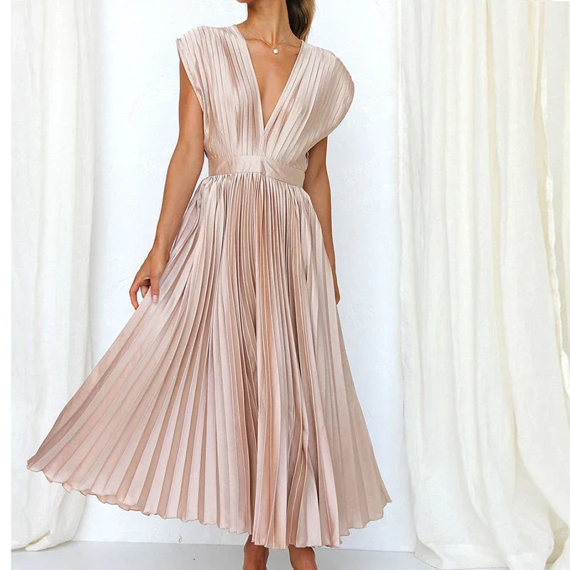 Sleeveless Silky Midi Dress for Women