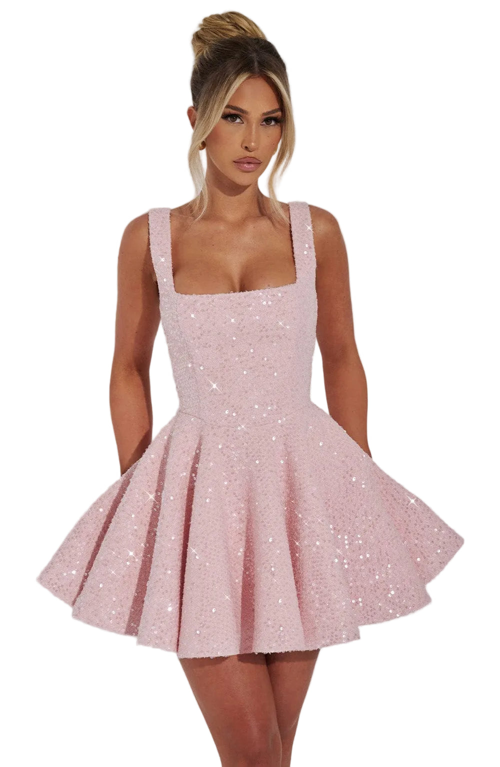 Women's Sequin Skater Party Dress with Bow