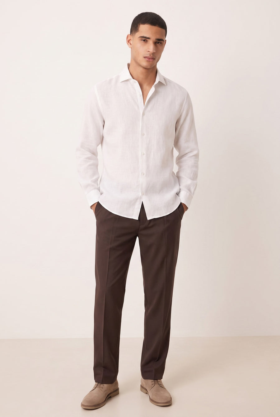 Ethan | Sculpted Stylish White Linen Shirt