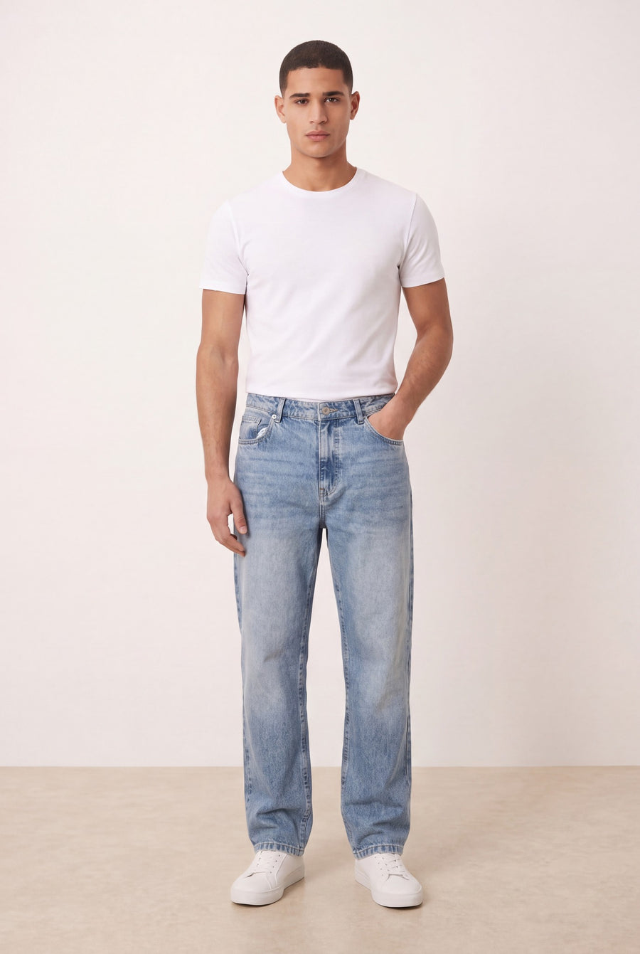 Ethan | Classic Straight Fit Mens Jeans in Steel Blue Wash