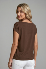 Savannah Draped Cowl Neck Short Sleeve Blouse
