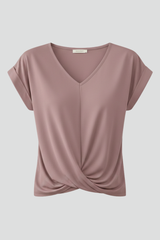 Relaxed V-Neck Short Sleeve Pull-On Blouse