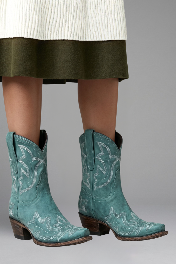 Tahoe Embroidered Leather Western Mid-Calf Boots