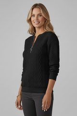 Nantucket Cable Knit Half-Zip Sweater for Women