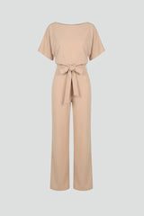 Carmel Belted Wide-Leg Short Sleeve Jumpsuit