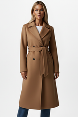 Aspen Belted Double-Breasted Long Coat