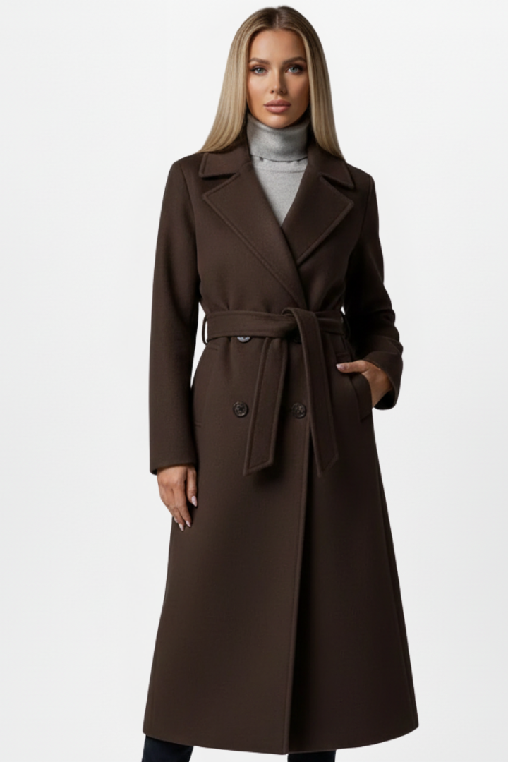 Aspen Belted Double-Breasted Long Coat