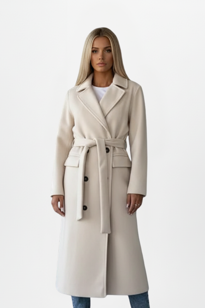 Aspen Belted Double-Breasted Long Coat