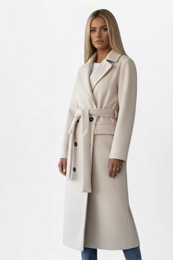Aspen Belted Double-Breasted Long Coat