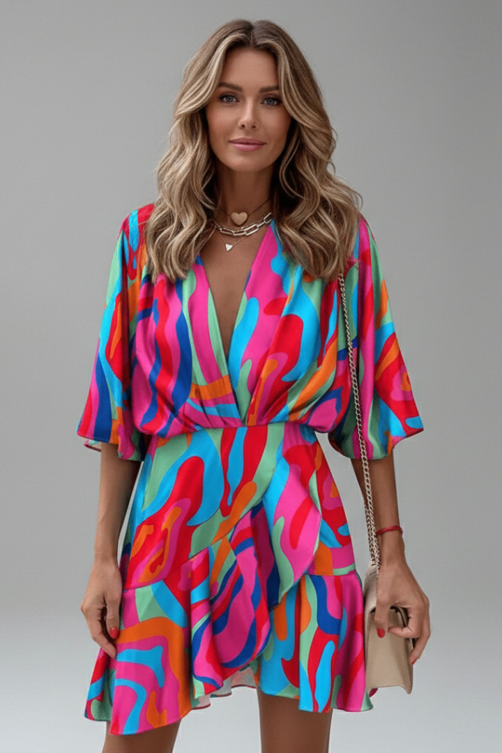 Montauk Batwing Sleeve Mini Dress with Waist Tie