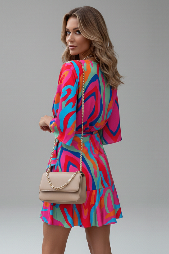 Montauk Batwing Sleeve Mini Dress with Waist Tie