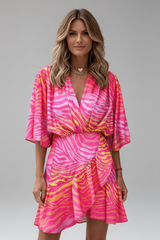 Montauk Batwing Sleeve Mini Dress with Waist Tie