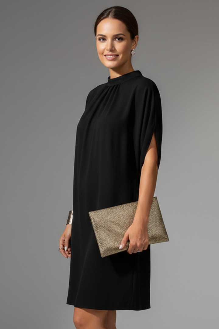 Brooklyn Mock Neck Mini Dress with Slit Sleeves