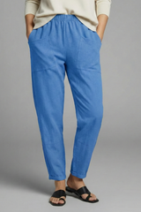 Elastic Waist Tapered Ankle Pants with Pockets
