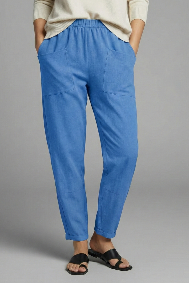 Elastic Waist Tapered Ankle Pants with Pockets