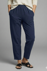Elastic Waist Tapered Ankle Pants with Pockets