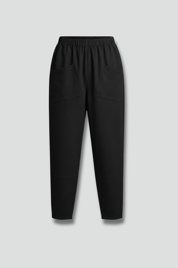 Elastic Waist Tapered Ankle Pants with Pockets