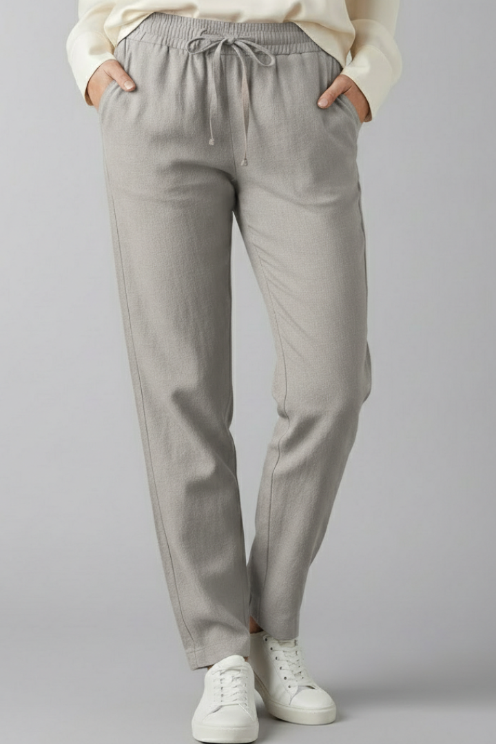 Elastic Waist Tapered Ankle Pants with Pockets