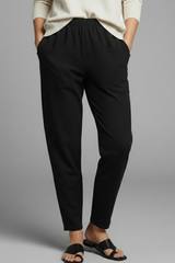 Elastic Waist Tapered Ankle Pants with Pockets