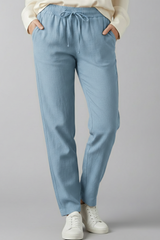 Elastic Waist Tapered Ankle Pants with Pockets