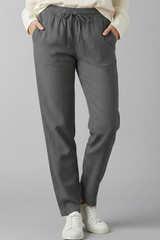 Elastic Waist Tapered Ankle Pants with Pockets