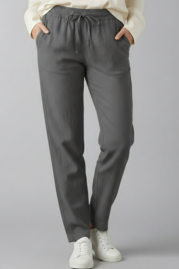 Elastic Waist Tapered Ankle Pants with Pockets